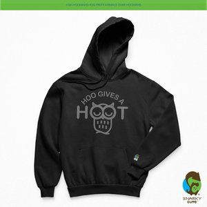 Who Gives a Hoot Night Owl Fleece Pullover Hoodie BLACK